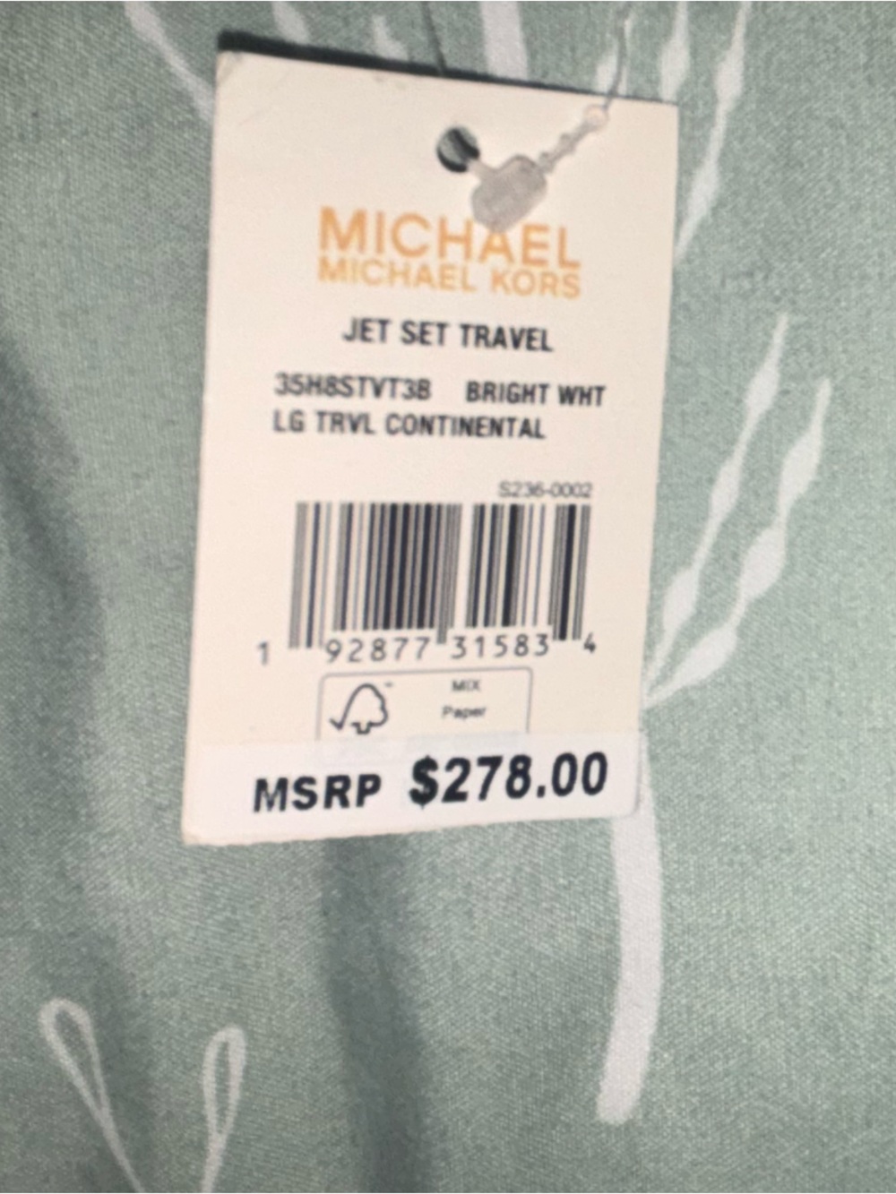 NWT Michael Kors Jet Set Travel Continental Leather Wallet Wristlet Bright White - Picture 7 of 7